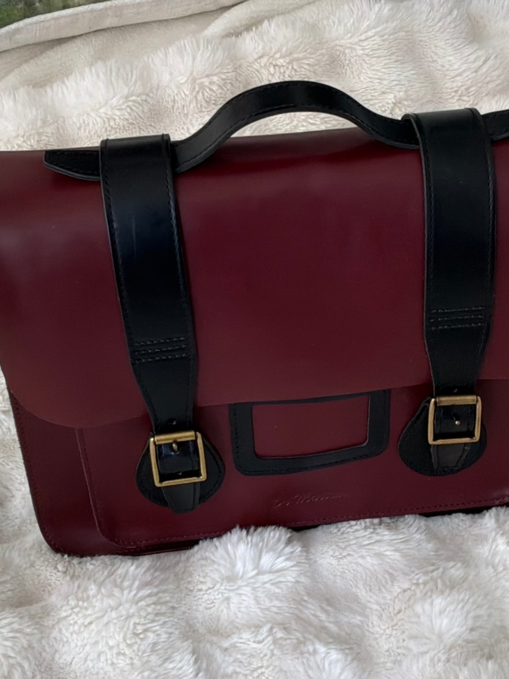 Pristine Dr. Martens 15” Unisex Leather Satchel Bag Briefcase Cherry Red & Black